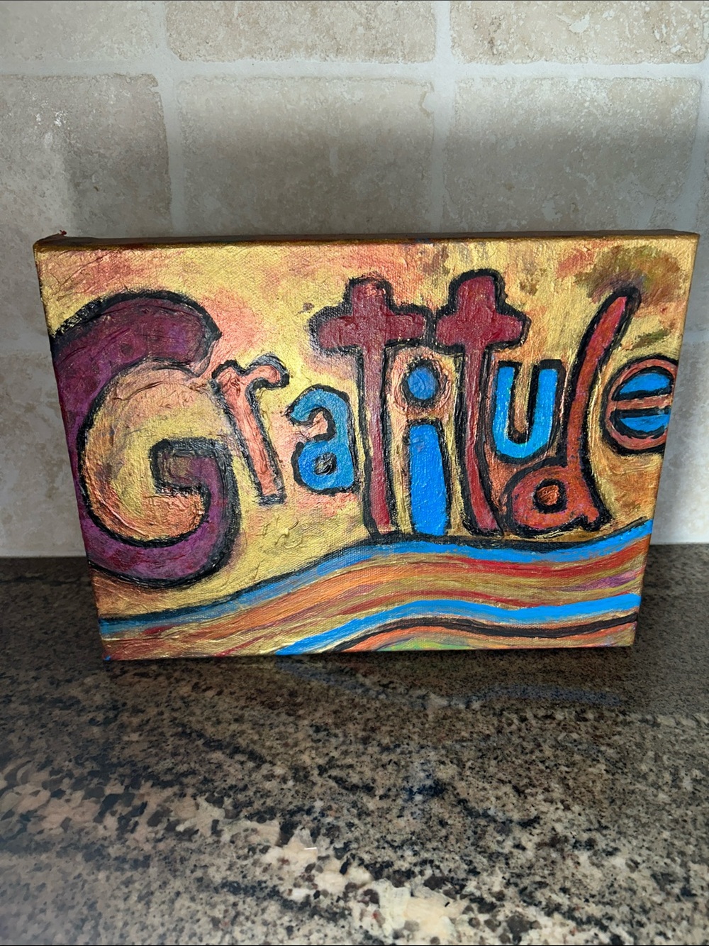 Gratitude Colorful Hand-Painted Canvas Wall Art , 9” x 12” x 1 1/2”